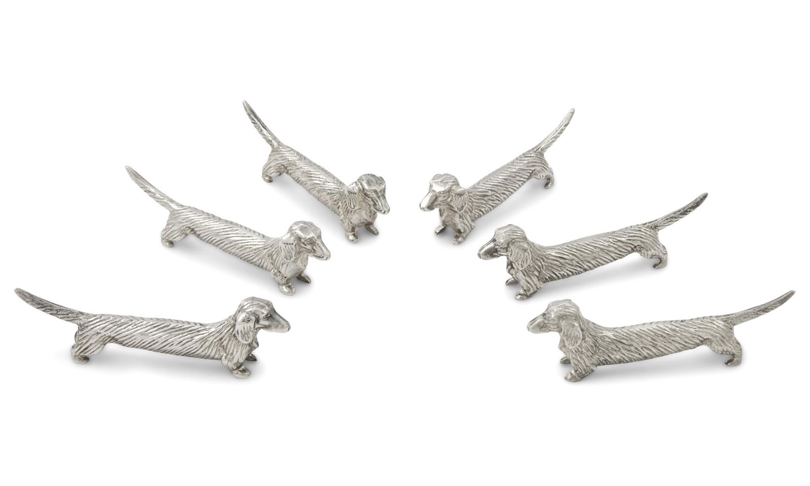 Set of Six Novelty Silver-Plated Daschund Form Knife Rests (1 of 3)