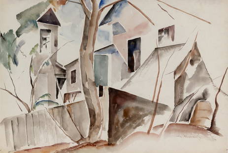 William Meyerowitz American, 1887-1981 Houses: William Meyerowitz American, 1887-1981 Houses Signed Wm Meyerowitz (lr) Watercolor on paper 15 1/8 x 22 3/8 inches (38.4 x 56.8 cm) C