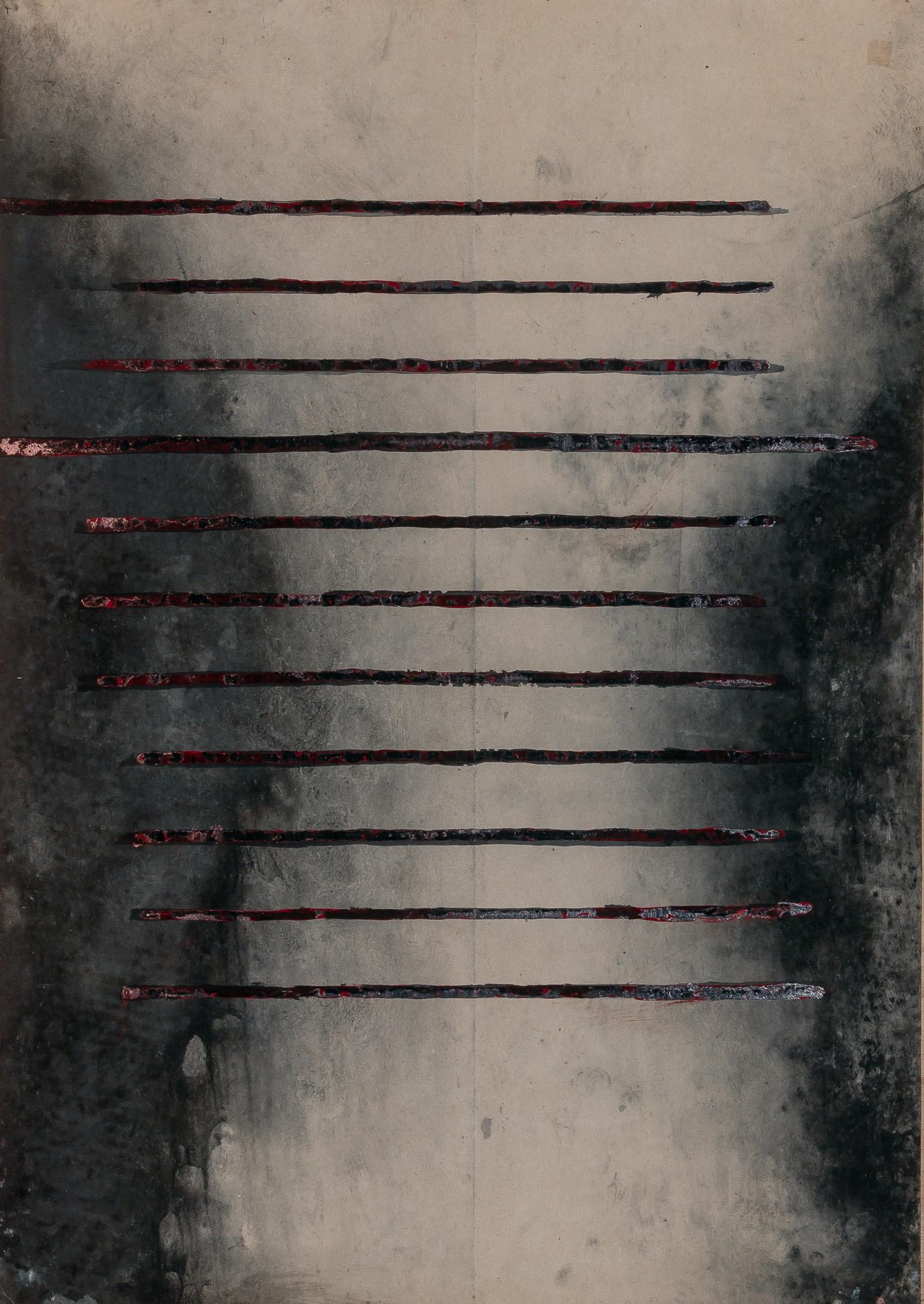 Konstantin Kakanias Greek, b. 1961 Untitled: Konstantin Kakanias Greek, b. 1961 Untitled Oil and silver paint on paper mounted to panel 33 3/4 x 23 3/4 inches (85.7 x 60.3 cm) Provenance: Acquired directly from the artist by the current owner C