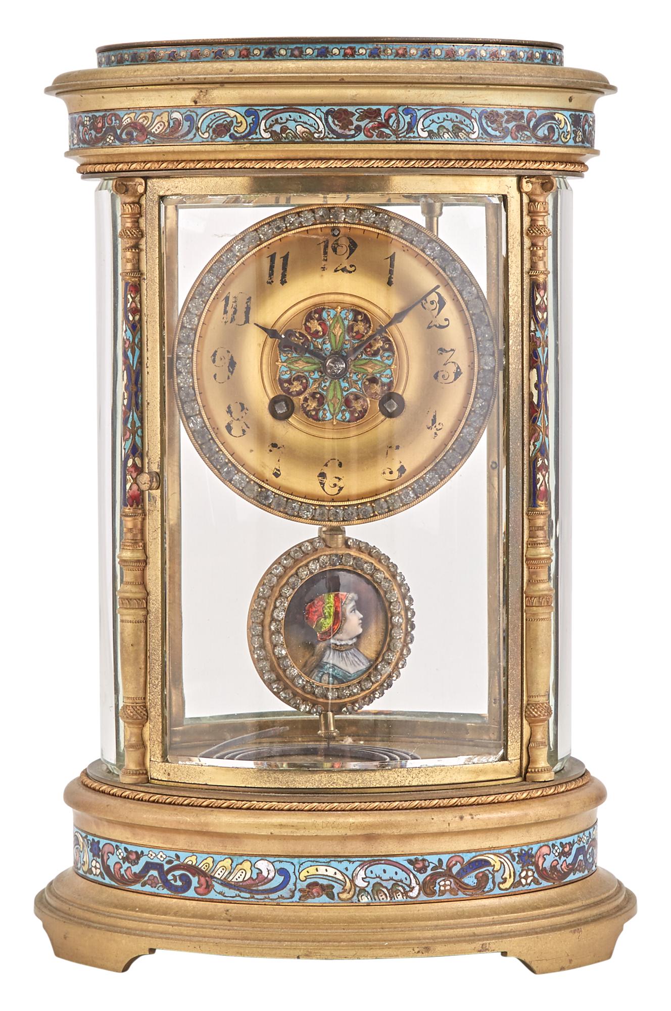 Gilt-Metal and Champlevé Enamel Mantle Clock (1 of 4)