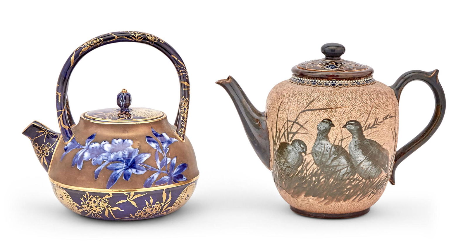 Doulton Lambeth Stoneware Teapot; Together with a Doulton Burslem Porcelain Teapot (1 of 5)