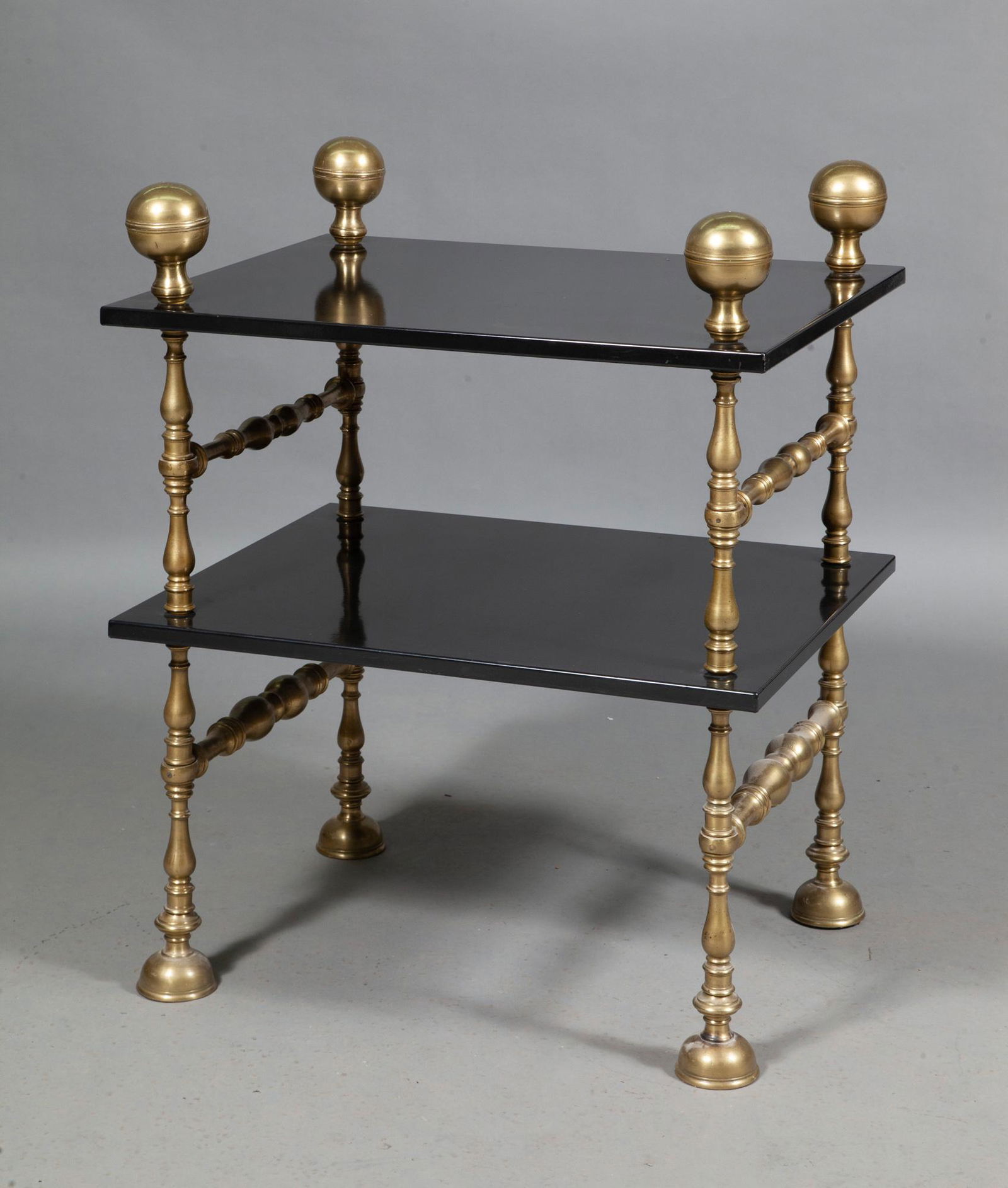 Brass and Black Lacquer Two-Tier Table (1 of 4)