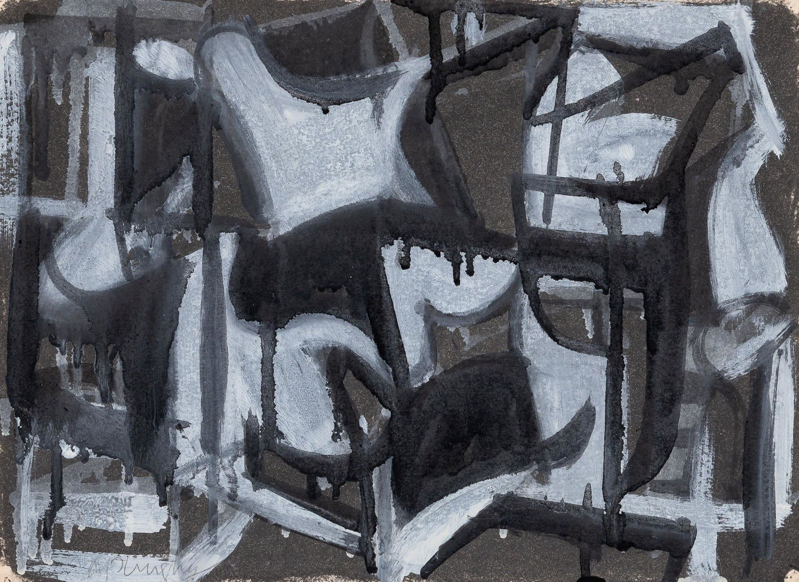 Harold Shapinsky American, 1925-2004 Untitled: Harold Shapinsky American, 1925-2004 Untitled Signed Shapinksy (ll) Gouache and ink on paper 10 1/8 x 14 inches (25.7 x 35.6 cm) This work retains the catalog number A49.115 C