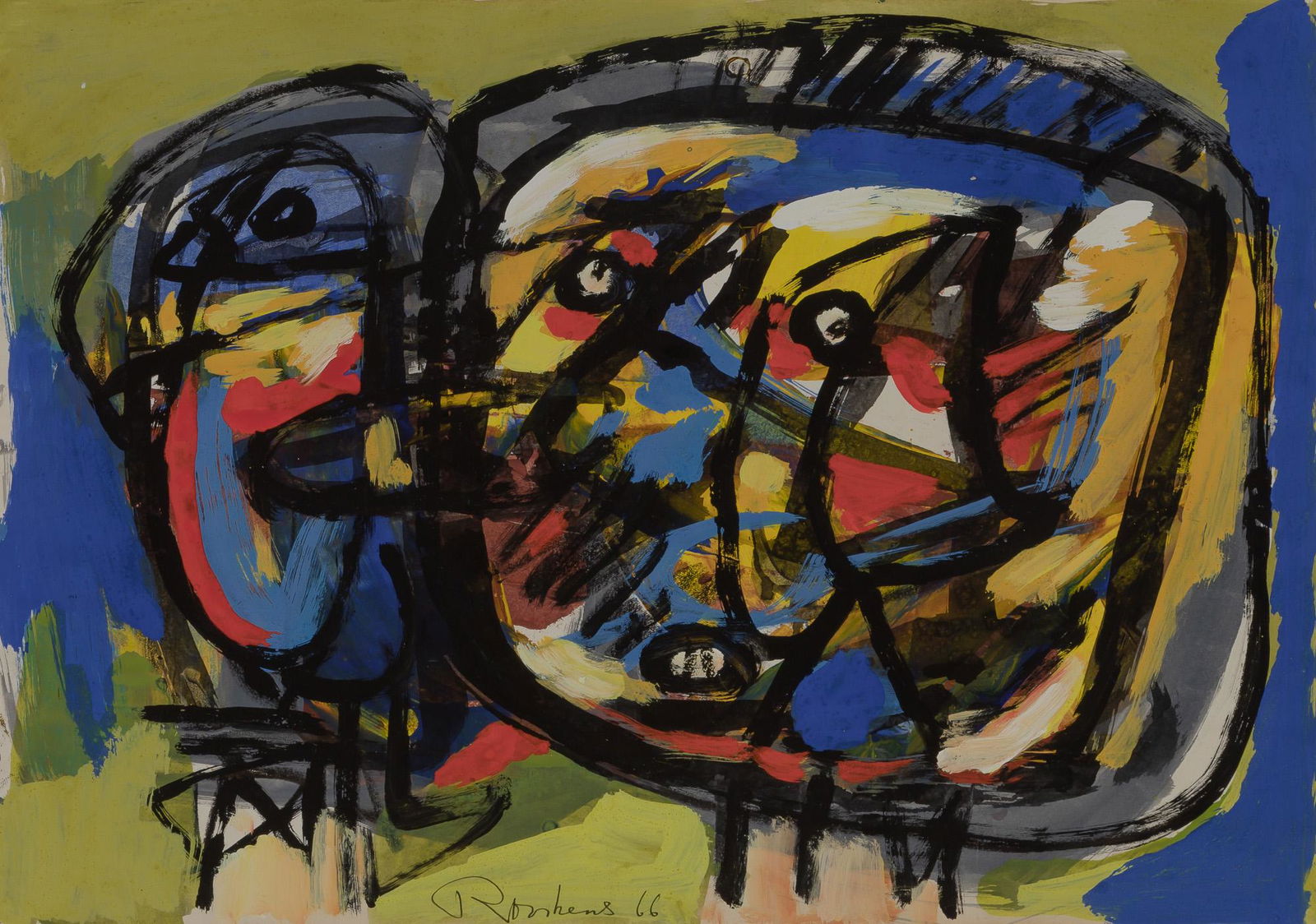 Anton Rooskens Dutch, 1906-1976 Untitled, 1966: Anton Rooskens Dutch, 1906-1976 Untitled, 1966 Signed and dated Rooskens 66 (lc) Gouache on paper 12 x 17 1/8 inches (30.5 x 43.5 cm) Unframed Provenance: Court Gallery (formerly American Art Gallery)