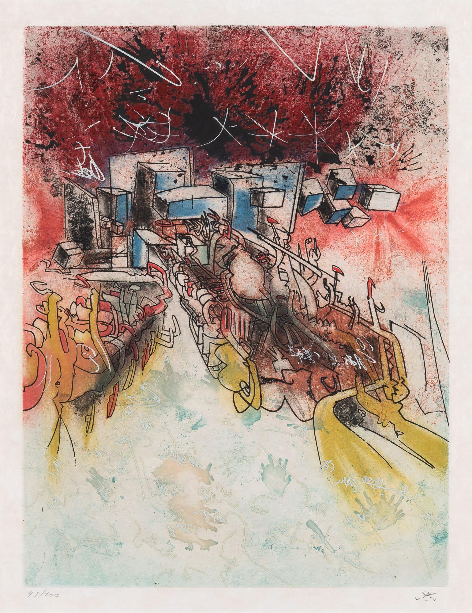 Roberto Matta LE PALAIS D'HIVER (FERRARI 210) Color etching and aquatint, framed (1 of 4)