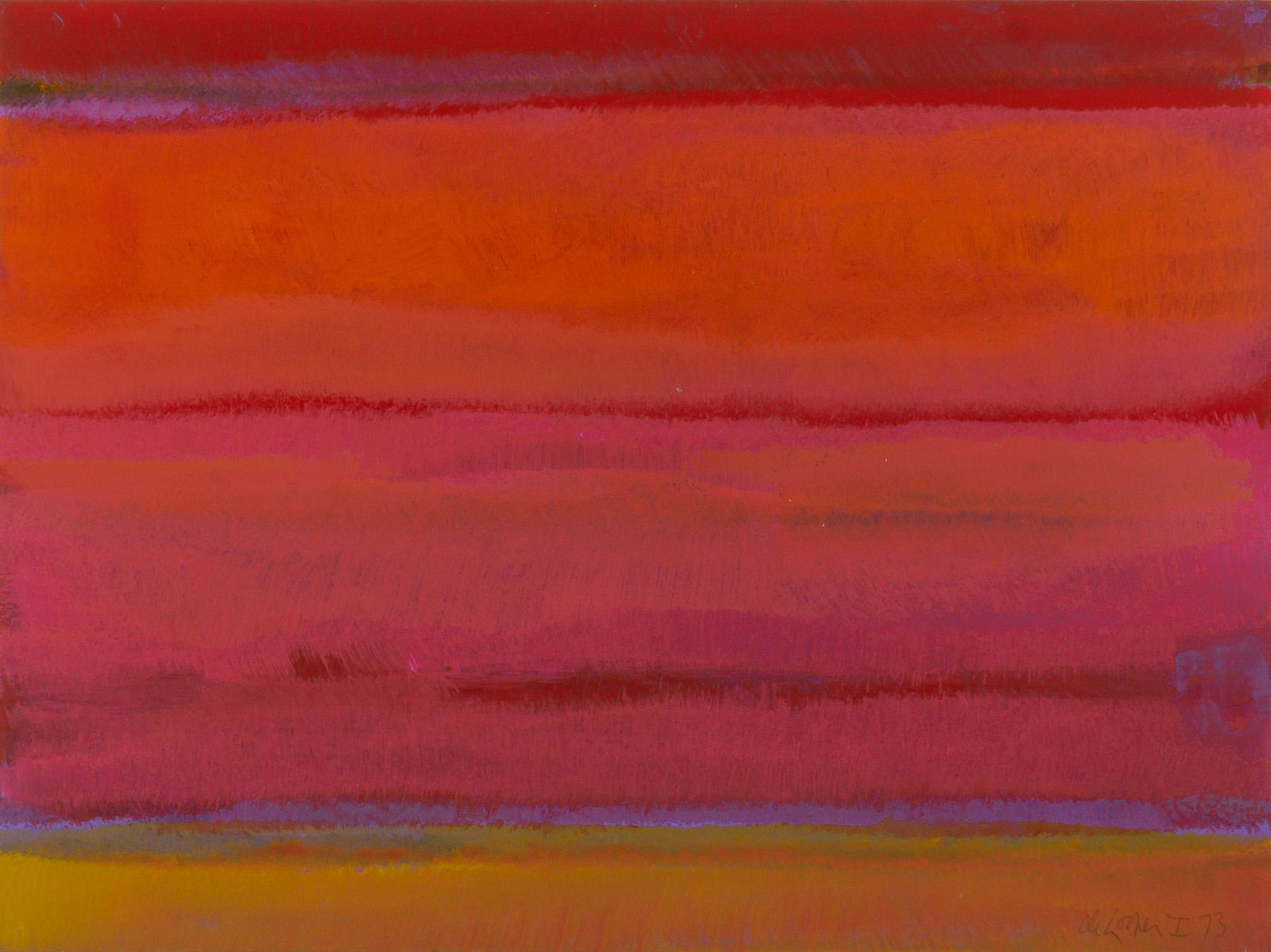 Willem De Looper Dutch/American, 1932-2009 Untitled, 1973: Willem De Looper Dutch/American, 1932-2009 Untitled, 1973 Signed and dated de Looper I 73 (lr) Acrylic on board 14 7/8 x 20 inches (37.8 x 50.8 cm) C