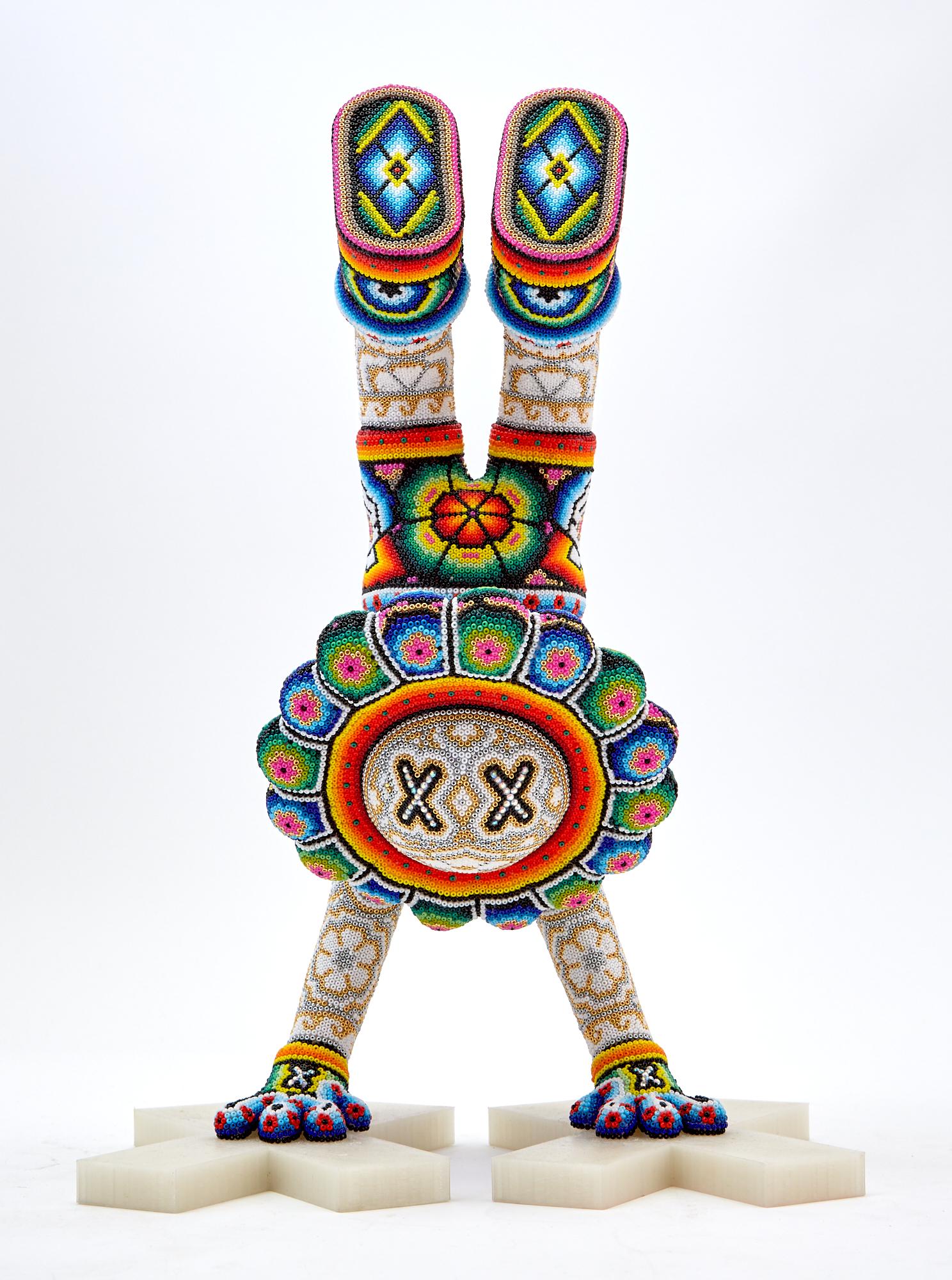 CHROMA aka Rick Wolfryd HAND STAND MAN (FLOWER CHILD) Color beaded vinyl sculpture (1 of 7)