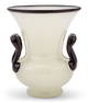 Carder Steuben Art Deco Alabaster and Mirror Black Glass Two-Handled Vase