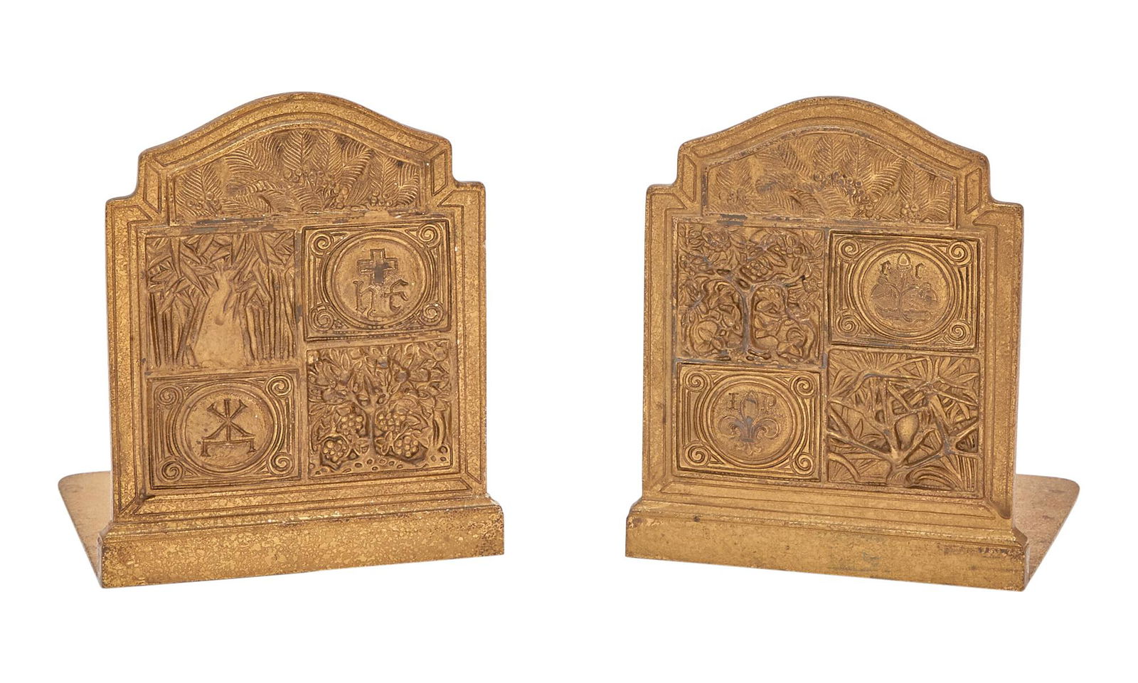 Pair of Tiffany Studios Gilt-Bronze Bookends (1 of 3)