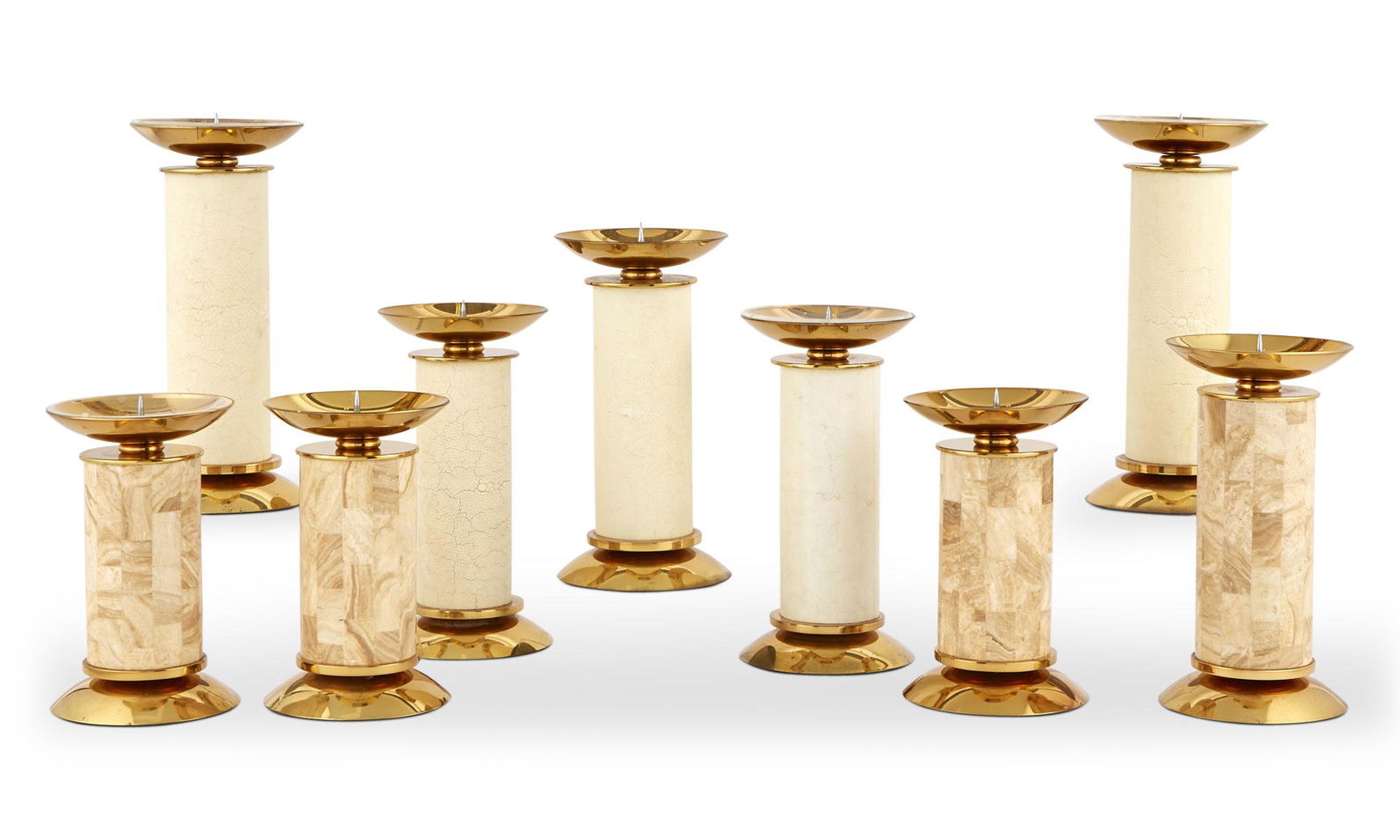 Nine Karl Springer Pillar Candle Holders (1 of 4)