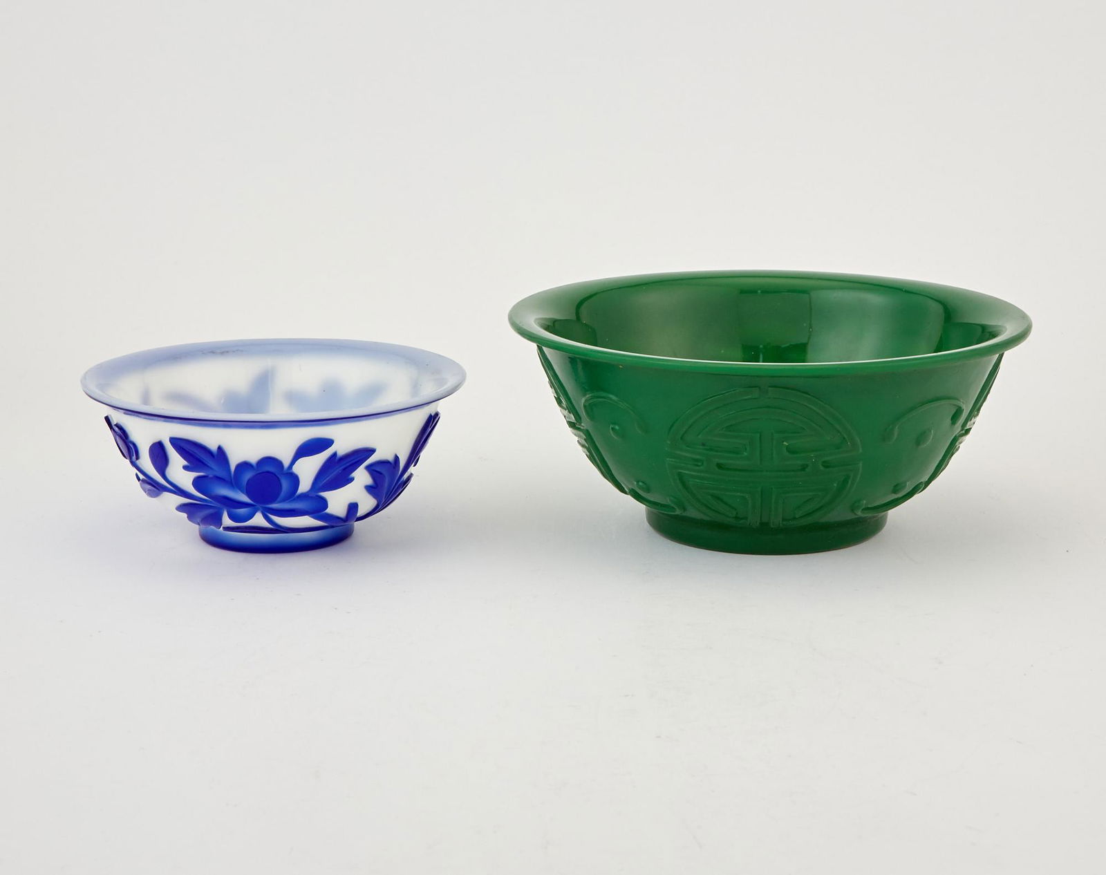 Two Chinese Peking Glass Bowls Diameter of largest 8 1/2 " (1 of 4)