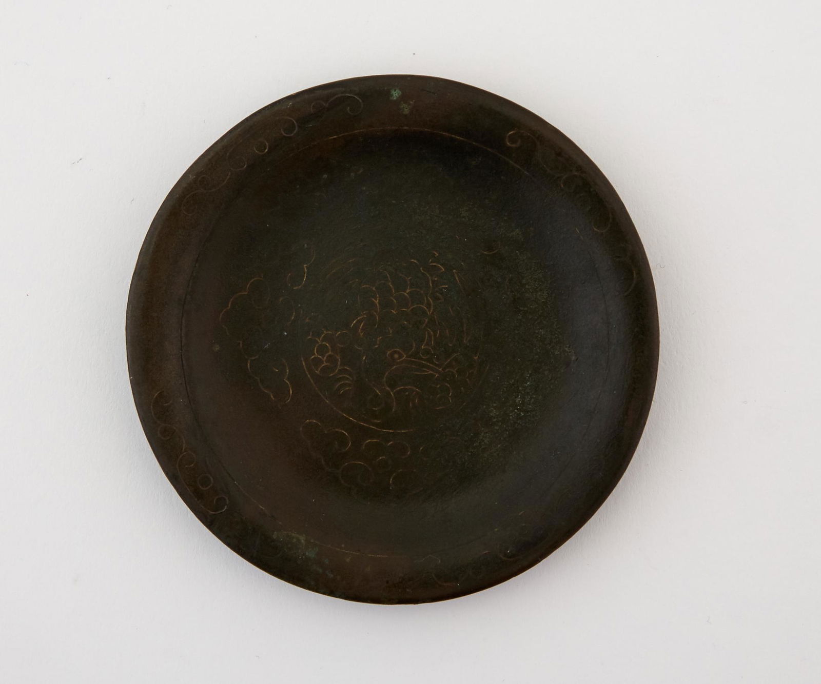 A Chinese Wire Inlay Bronze Dish Diameter 3 1/4 " (1 of 3)