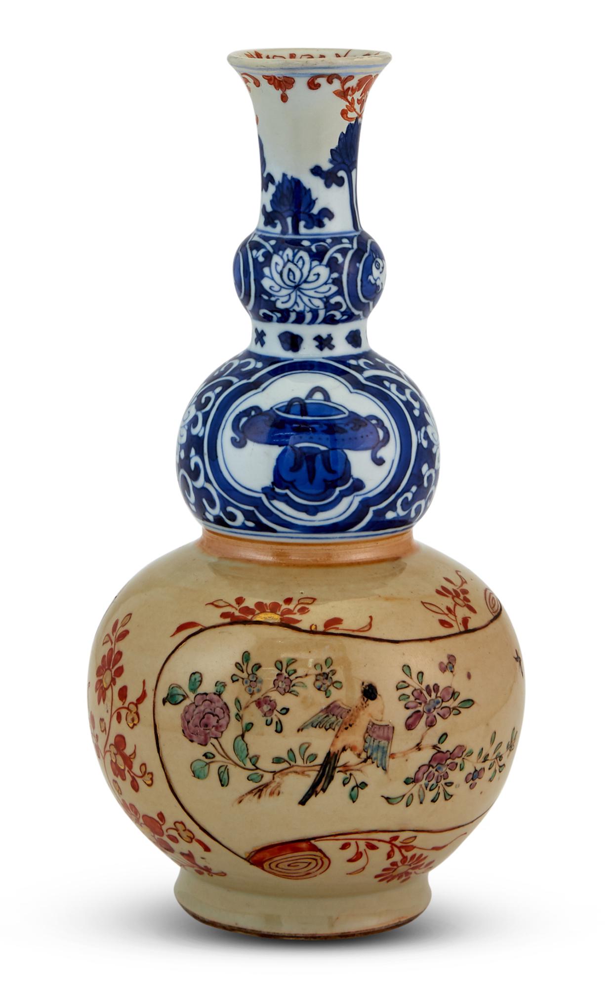 A Chinese Blue and White and Cafe au Lait Glazed Porcelain Vase Height 9 1/2 " (1 of 6)