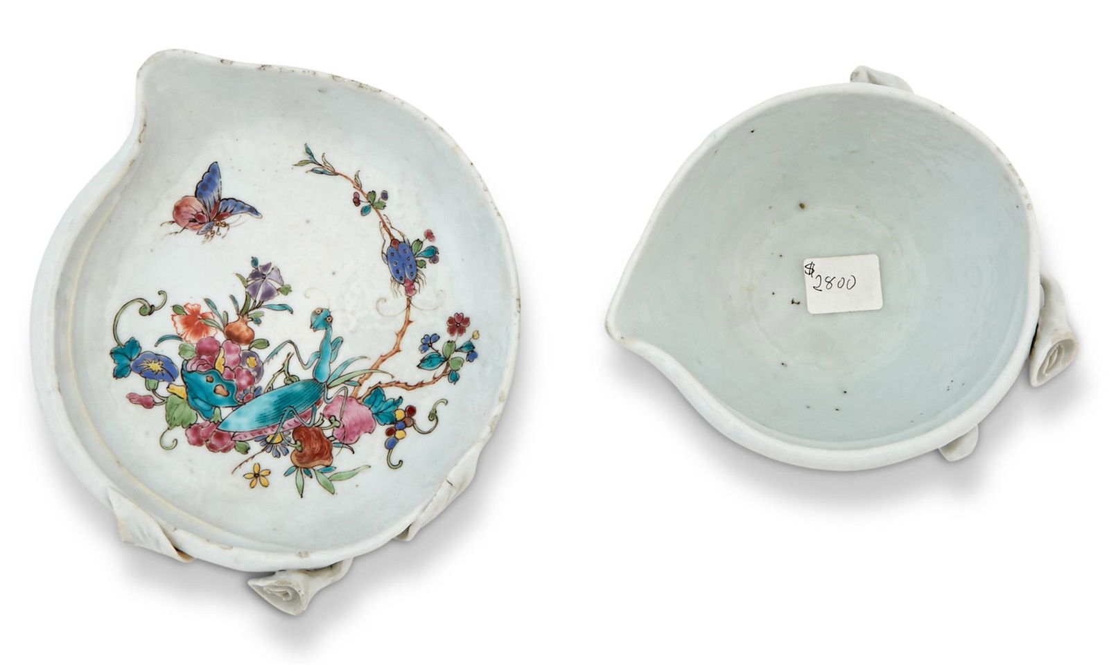 A Chinese Enameled Porcelain Peach-Form Pouring Vessel and Underplate Width of underplate 6 " (1 of 4)