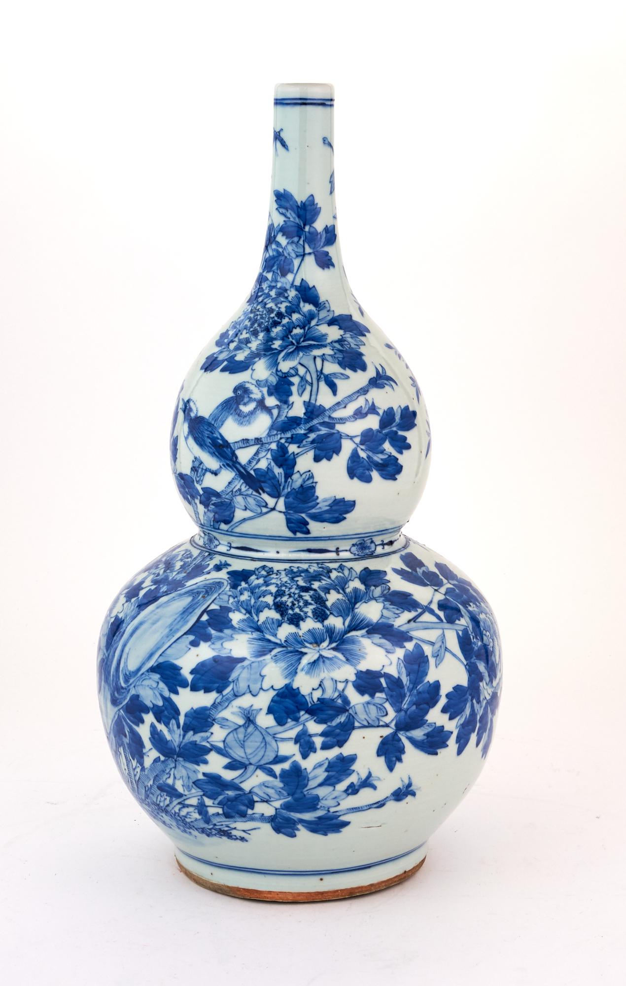 A Chinese Blue and White Porcelain Double Gourd Vase Height 19 1/2 " (1 of 4)