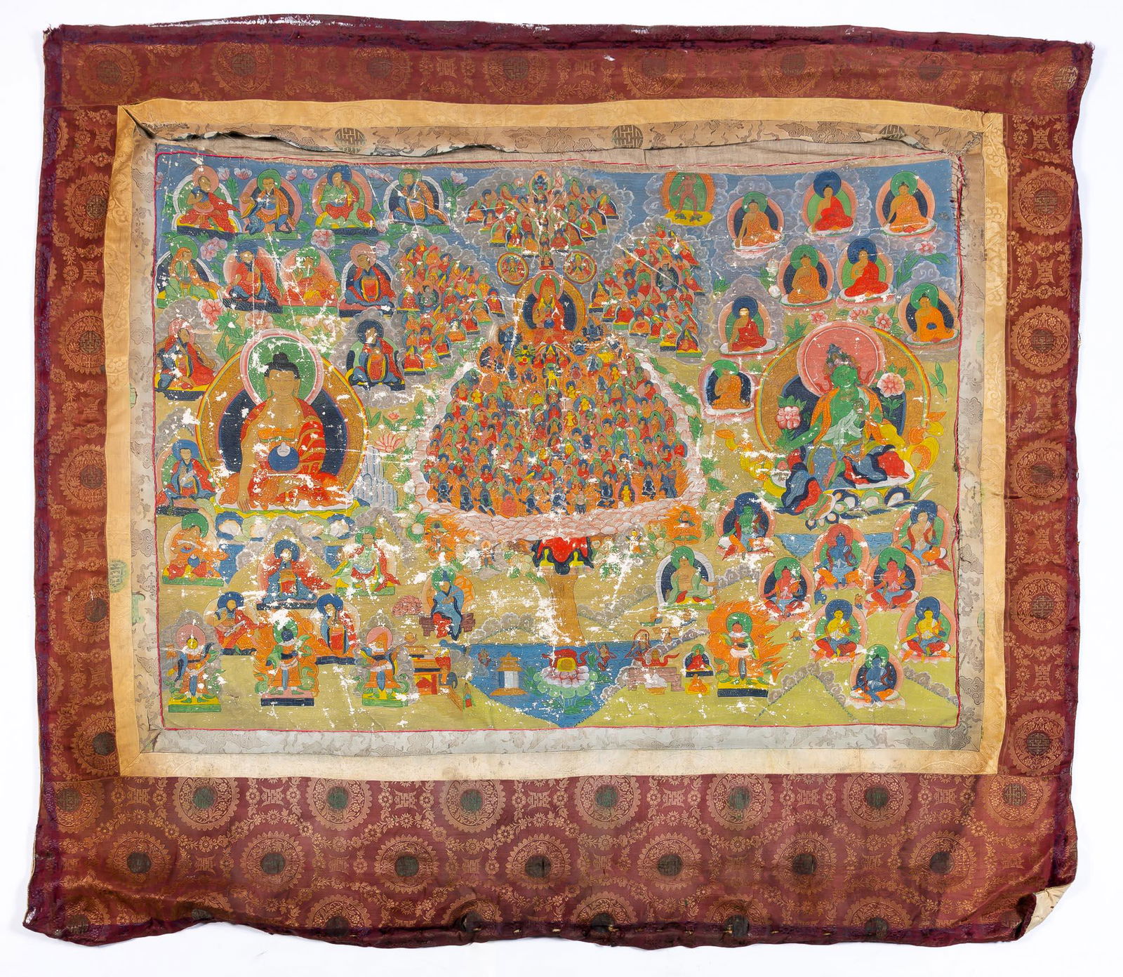 A Large Tibetan Painted Thangka Width 46 " (1 of 4)