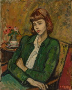 Arbit Blatas Lithuanian, 1908-1999 Portrait of a Woman: Arbit Blatas Lithuanian, 1908-1999 Portrait of a Woman Signed A. Blatas (lr) Oil on canvas 32 x 26 inches (81.3 x 66 cm) C