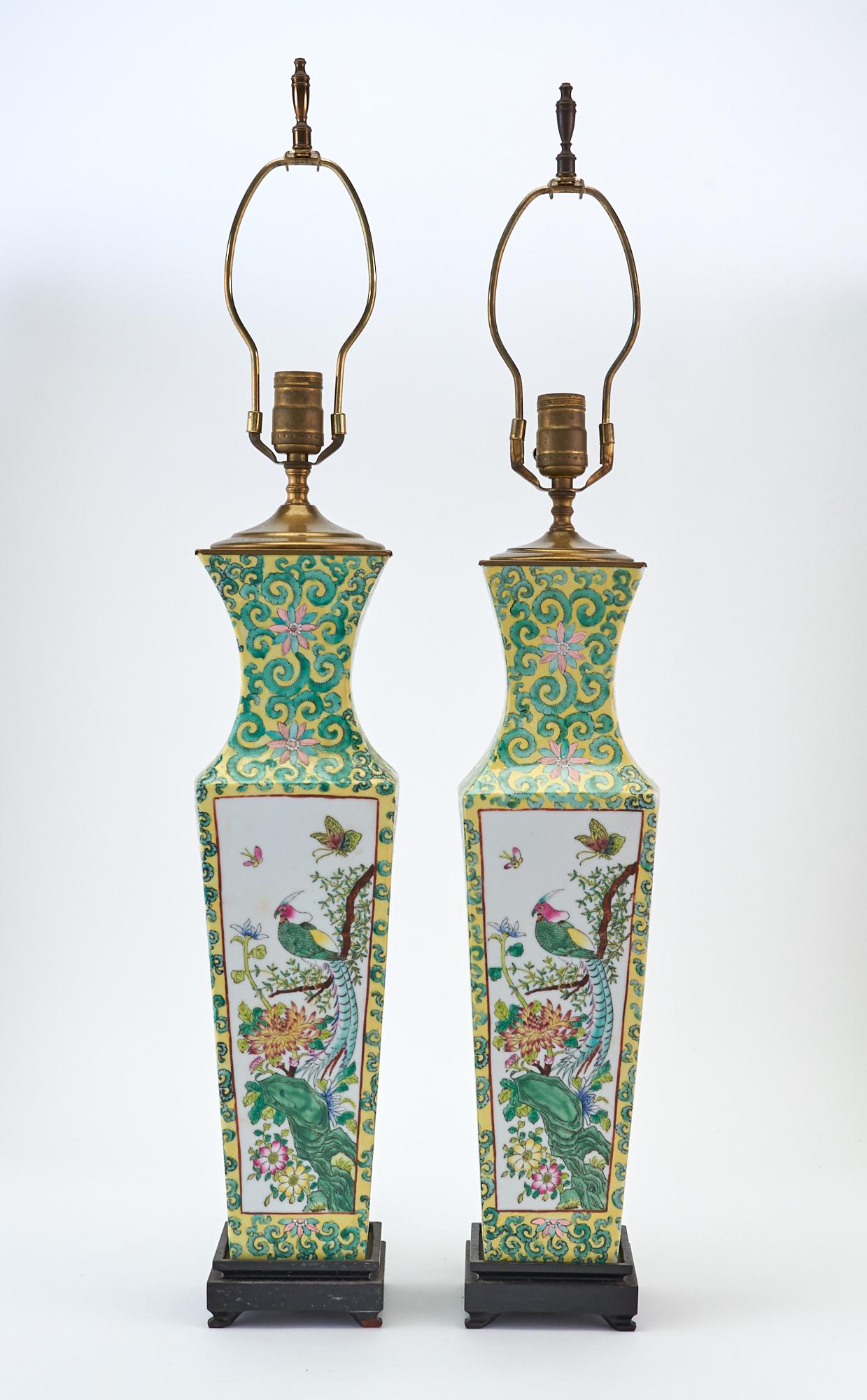 Pair of Chinese Export Porcelain Style Vases Mounted as Lamps (1 of 3)