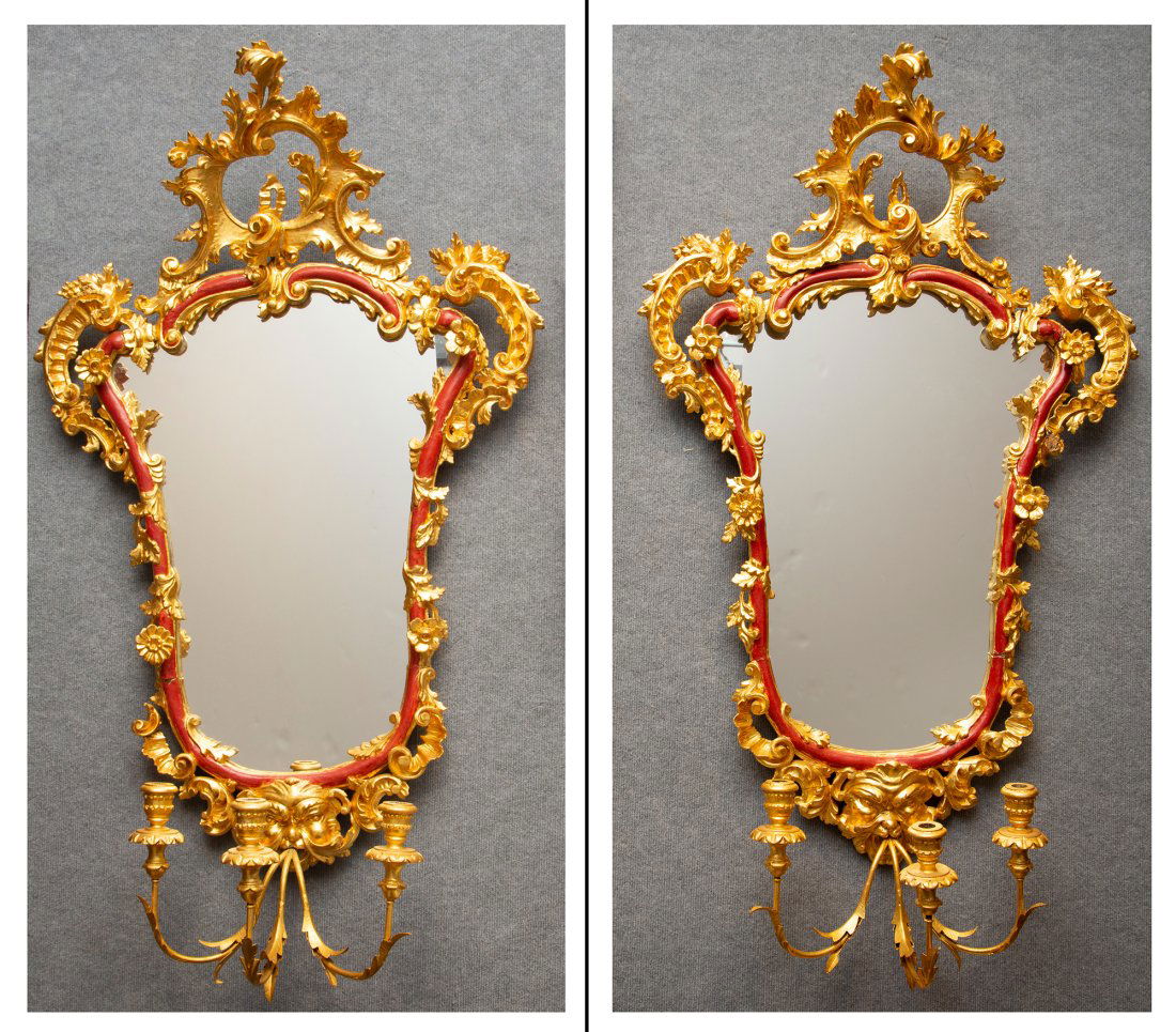 Pair of Venetian Painted and Parcel-Gilt Mirrored Sconces (1 of 3)