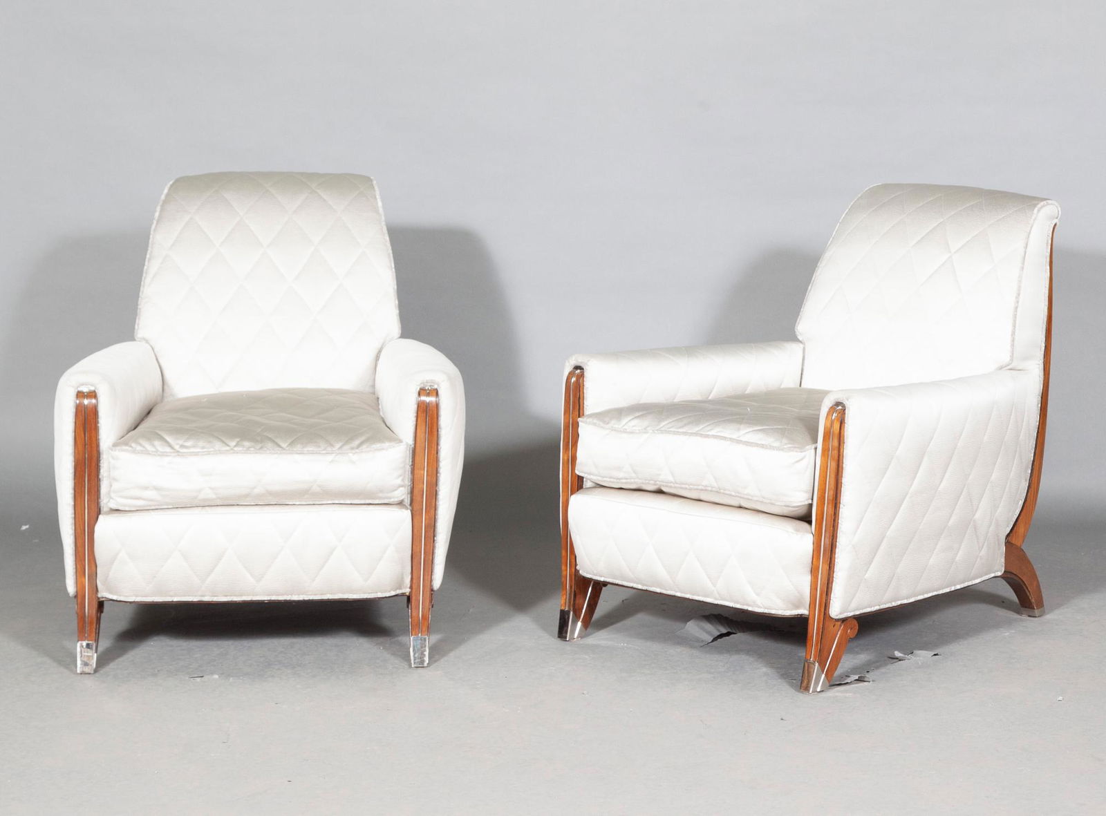 Set of Four Art Deco Style Upholstered Stained Wood Armchairs (1 of 3)