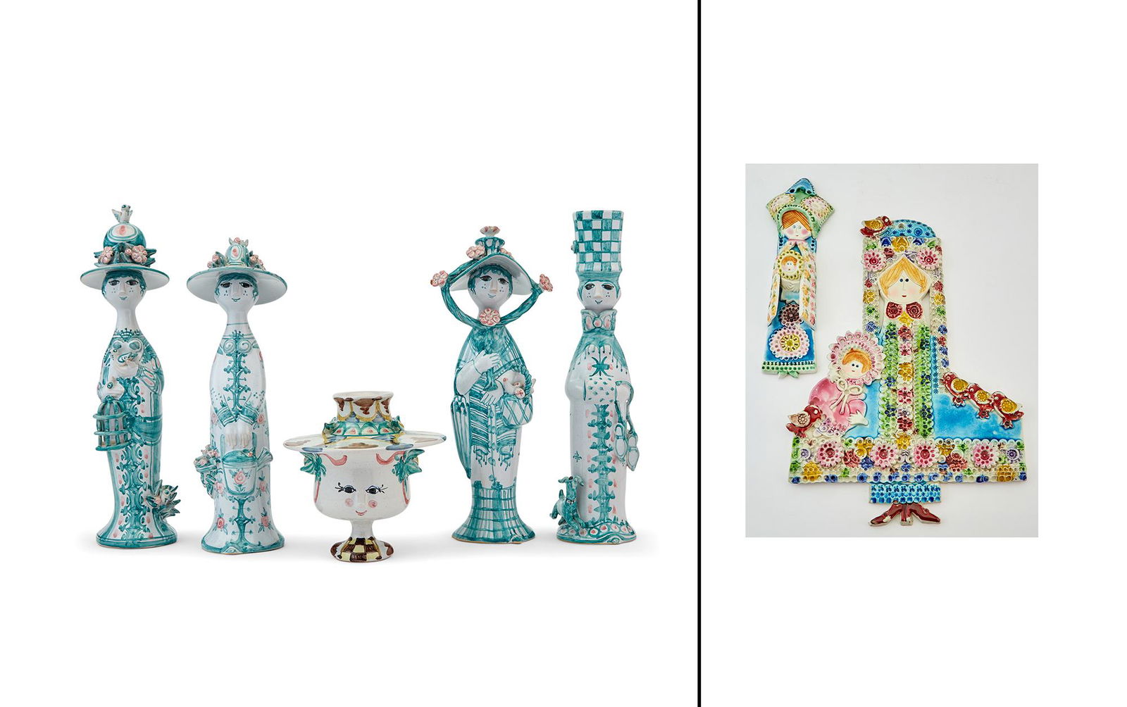 Group of Bjørn Wiinblad Glazed Pottery Articles; Together with Two Glazed Pottery Figural Wall (1 of 7)