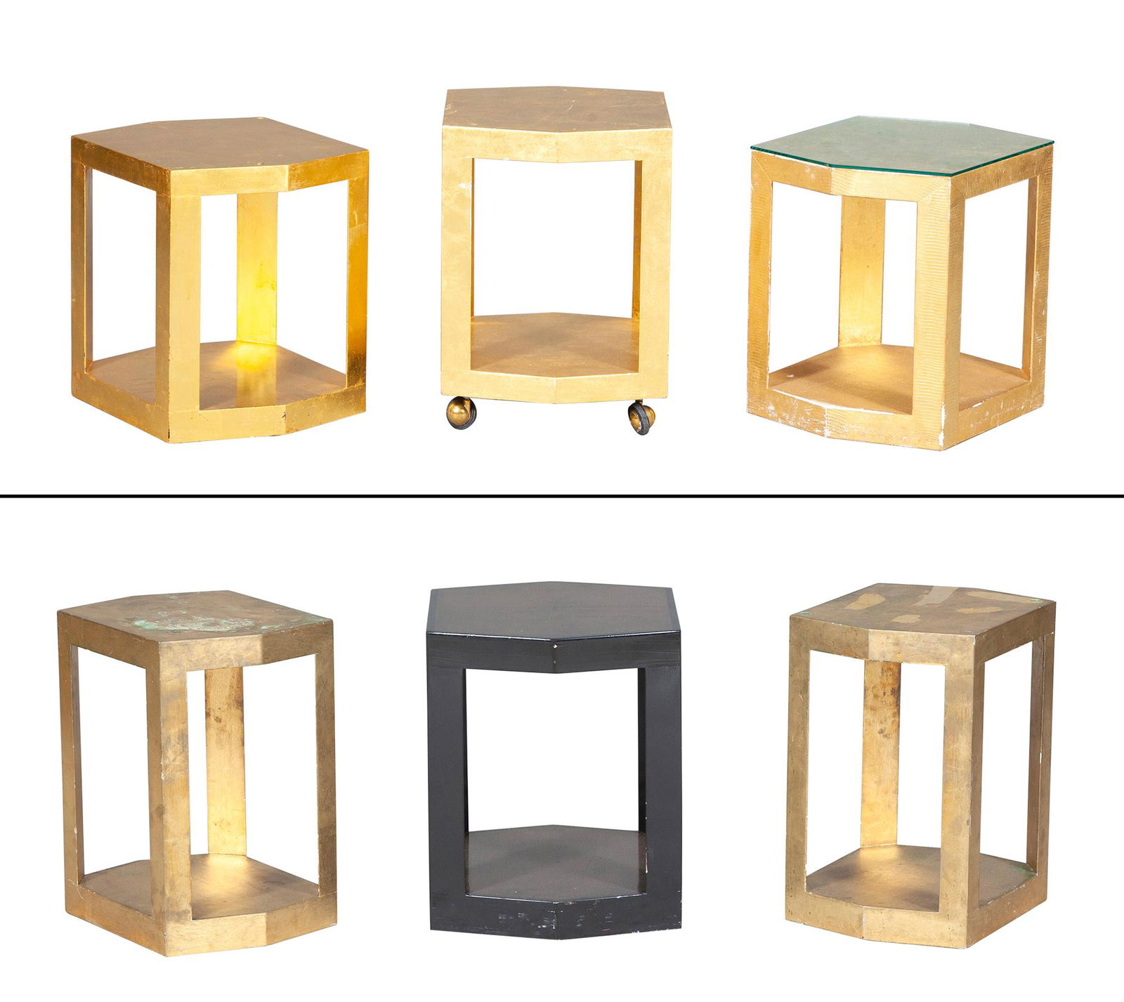 Six Karl Springer Style Gold Occasional Tables (1 of 7)
