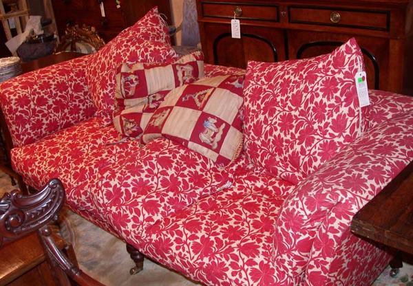 Pair of William IV Style Upholstered Settees: Pair of William IV Style Upholstered Settees Length 7 feet.