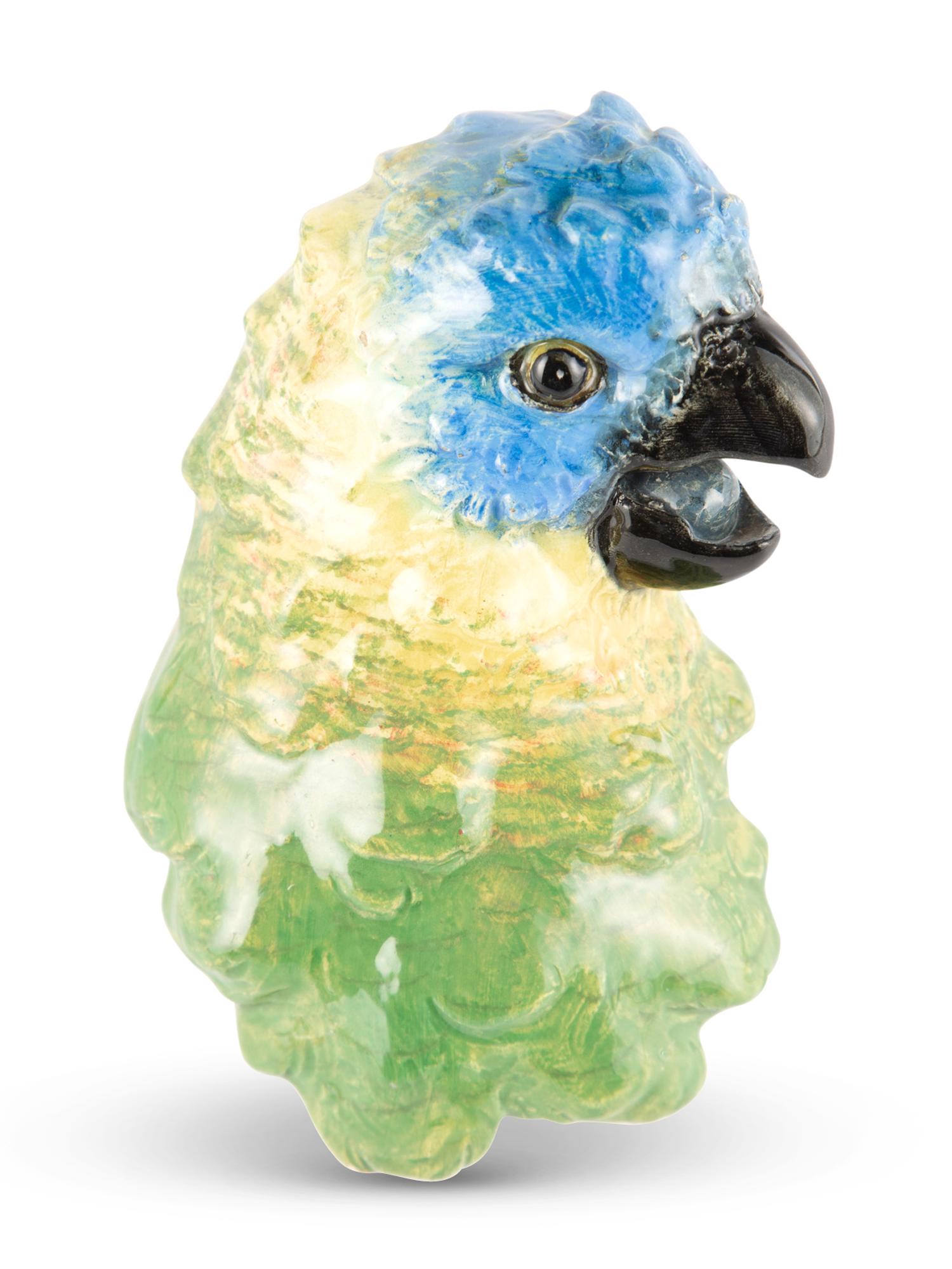 French Barbotine Majolica Parrot Mask Wall-Pocket Circa 1880 Attributed to Delphin Massier Modeled (1 of 11)