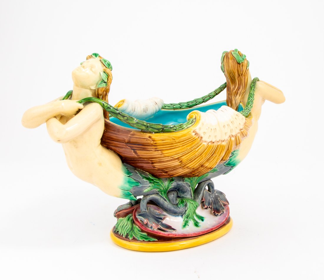 Minton Majolica 'Shell Bearer' Centerpiece (1 of 3)