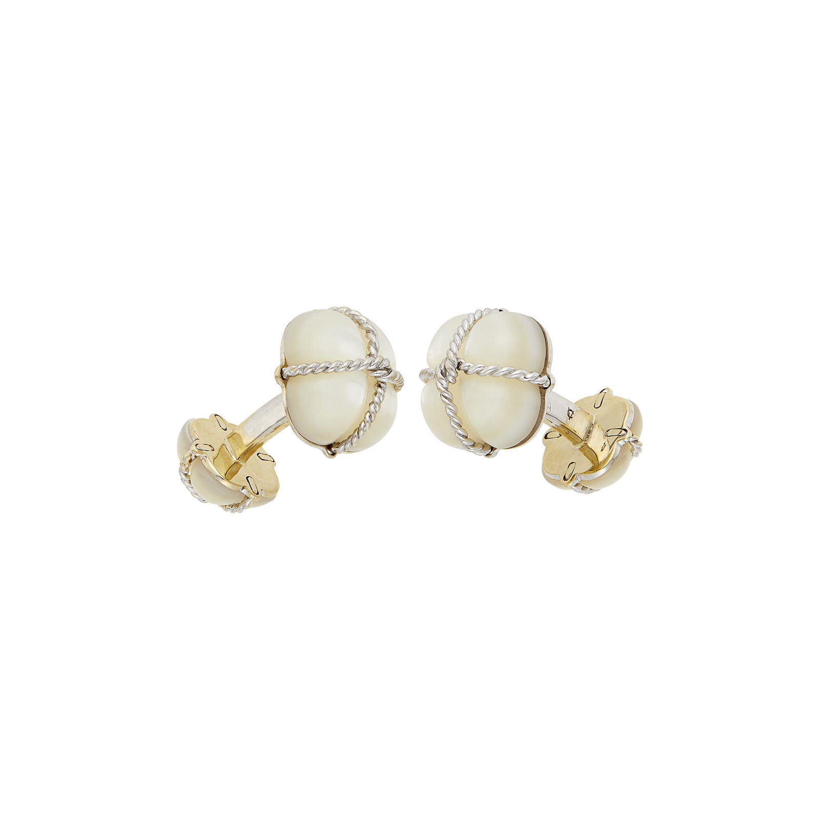 Verdura Pair of White Gold and Carved Mother-of-Pearl Cufflinks (1 of 2)