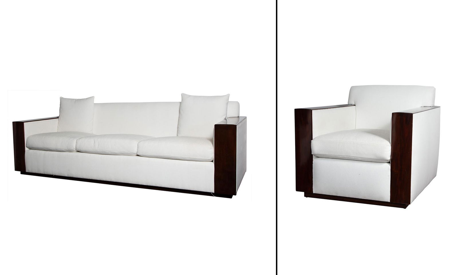 Ralph Lauren Art Deco Style Mahogany Upholstered Sofa and Club Chair (1 of 13)