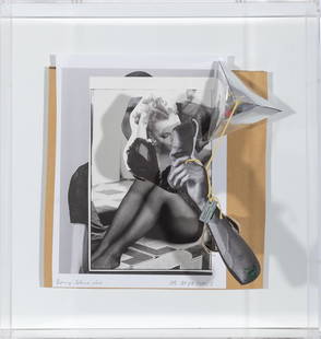 John Bock German, b. 1965 Romy Schneider, 2014: John Bock German, b. 1965 Romy Schneider, 2014 Inscribed as titled (ll), dated and numbered 01 09 2014, 2 and initialed JB (lr) Photo collage with found objects mounted to cardboard, in Perspex case 1