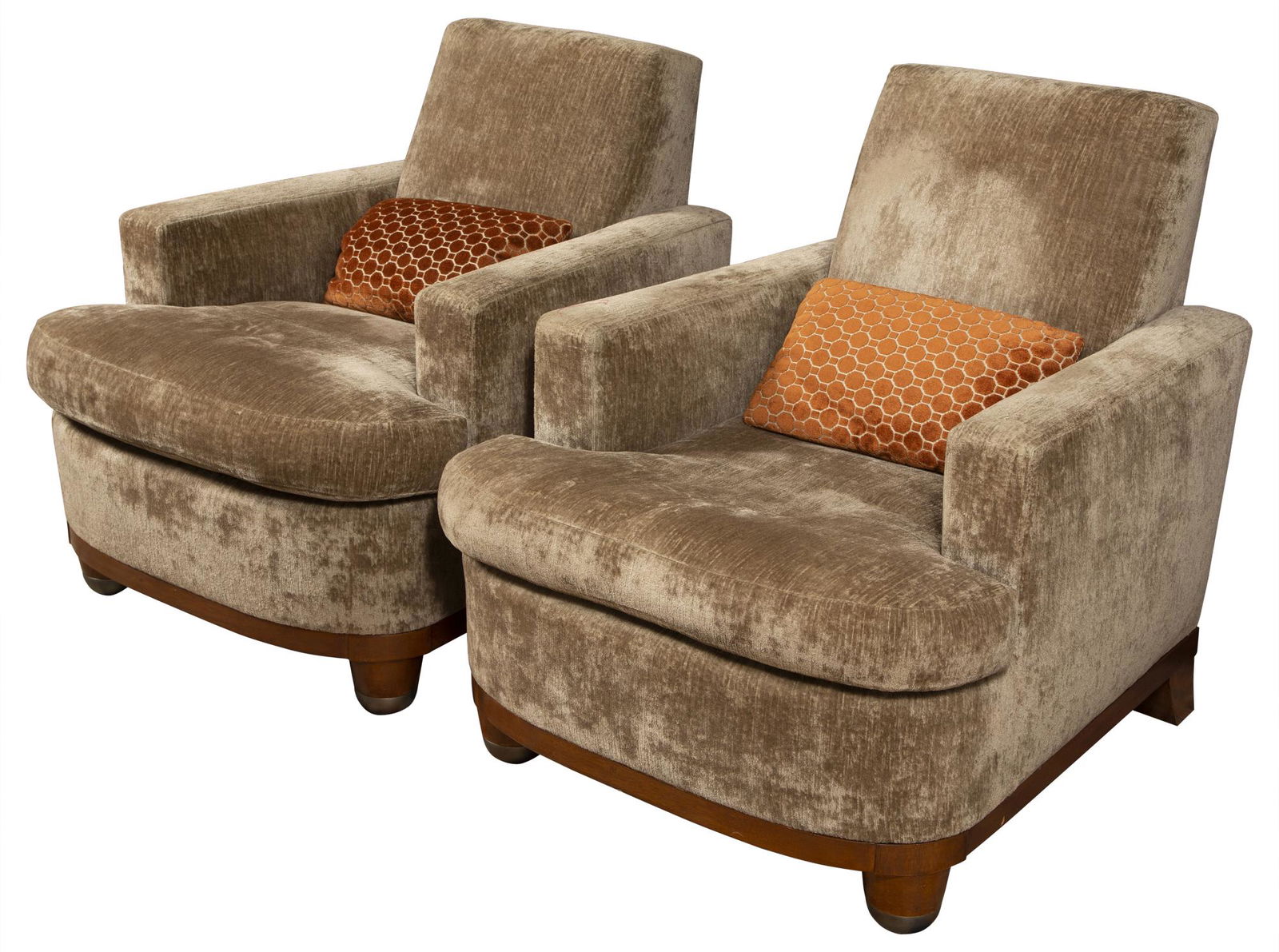 Pair of Jonas Chenille Upholstered Club Chairs (1 of 5)
