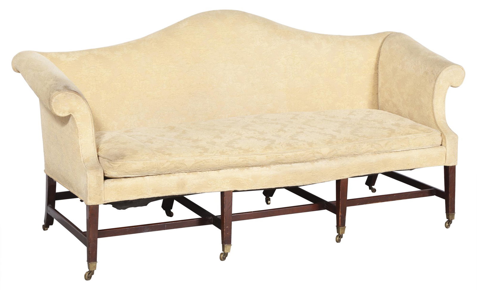 Federal Upholstered Mahogany Camelback Scroll-Arm Sofa (1 of 5)