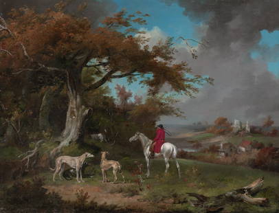 Attributed to James Ward A Hunstman and Hounds on the Edge of a Wood: Attributed to James Ward A Hunstman and Hounds on the Edge of a Wood Bears signature and date J. Ward/1790 (lr) Oil on canvas 20 x 26 inches (50.8 x 66 cm) Provenance: Sale, Sotheby's, London, Nov. 18