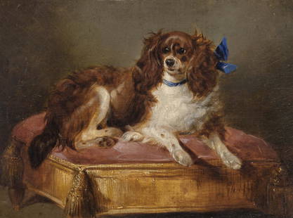 Attributed to George William Horlor Seated King Charles Spaniel, 1861: Attributed to George William Horlor Seated King Charles Spaniel, 1861 Remnants of a signature and date G. W. Horlor/18... (ll) Oil on canvas laid to board 9 x 11 3/4 inches (22.8 x 29.8 cm) Provenance