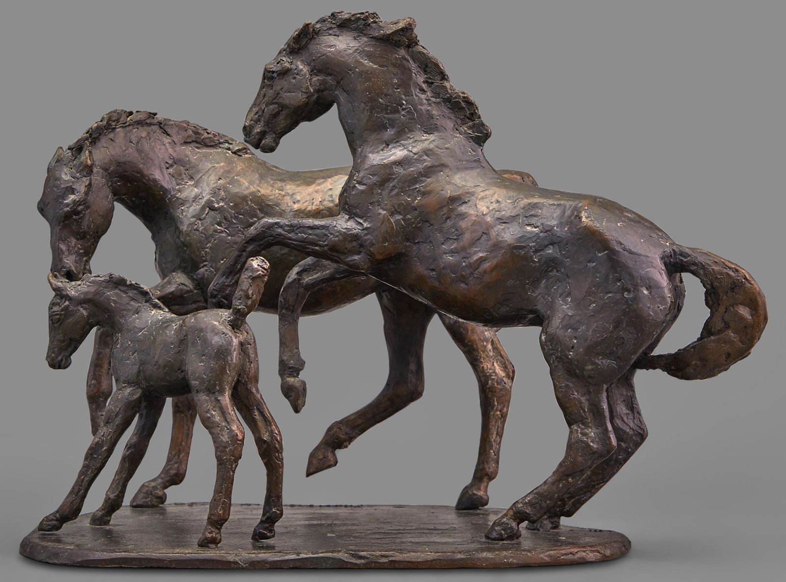 Alice Robertson Carr de Creeft American, 1899-1996 Circle of Life (Three Horses), 1969: Alice Robertson Carr de Creeft American, 1899-1996 Circle of Life (Three Horses), 1969 Signed and dated Alice Carr de Creeft/1969 on the base Bronze with greenish/brown patina Height 11 inches (27.9 c