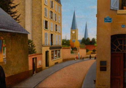 Rene Rimbert French, 1896-1991 Paris Street, 1964: Rene Rimbert French, 1896-1991 Paris Street, 1964 Signed, dated, and inscribed R. Rimbert/Paris, 1964 (lr); inscribed RR-204/1922 on the backing Oil on board laid to board 9 1/2 x 13 inches (24.1 x 33