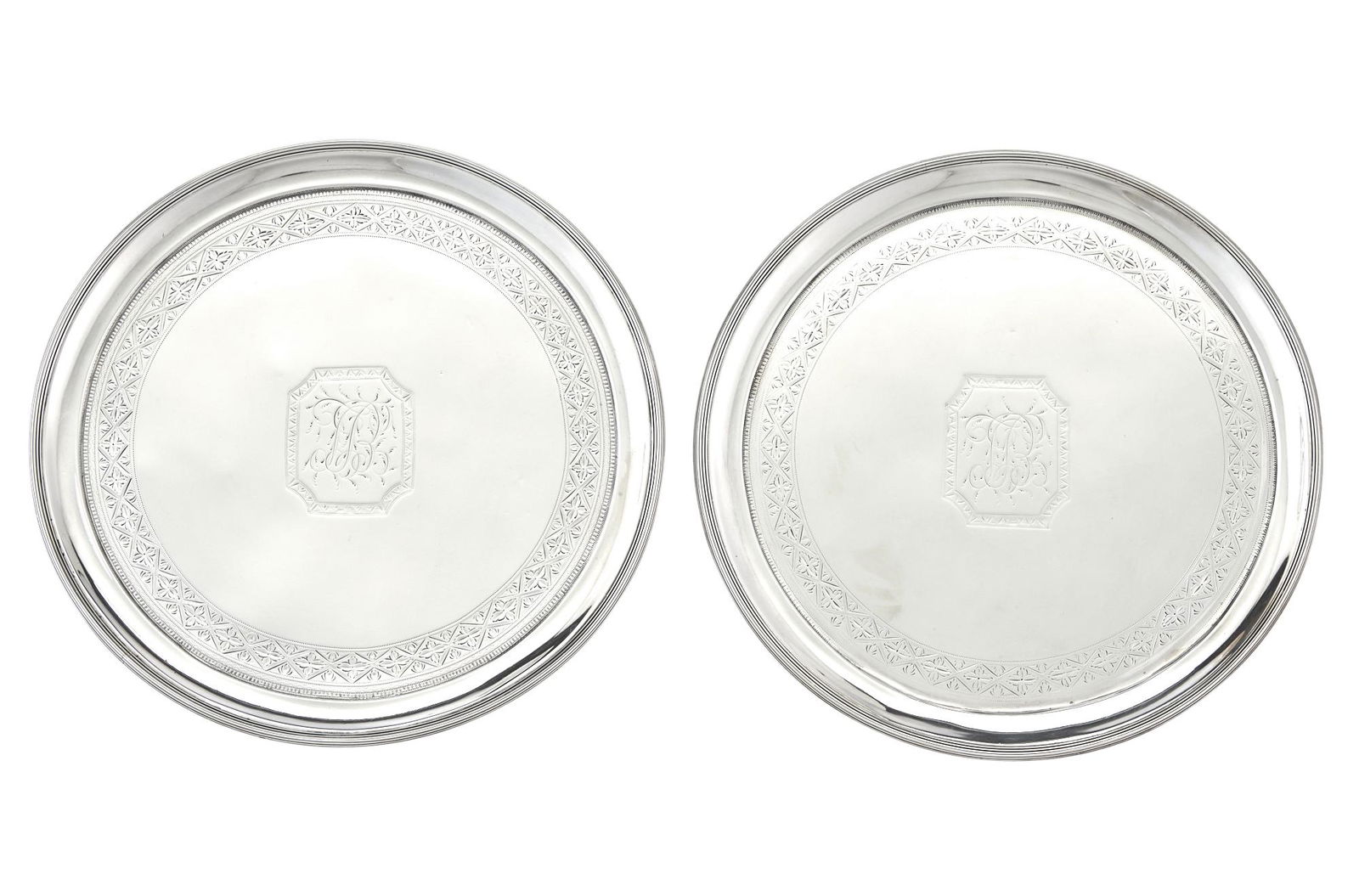 Pair of George III Sterling Silver Salvers (1 of 3)