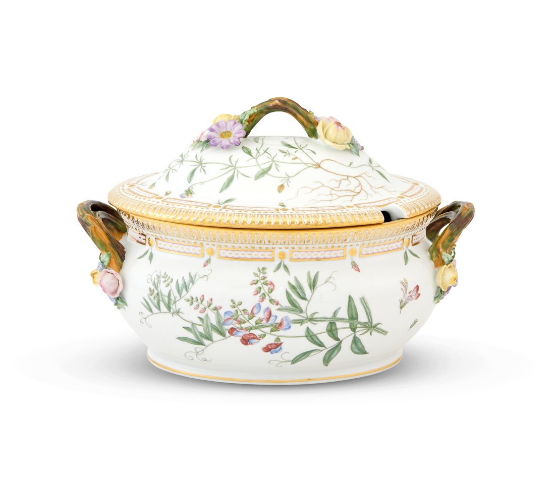 Royal Copenhagen Gilt-Decorated Flora Danica Porcelain Covered Tureen (1 of 4)