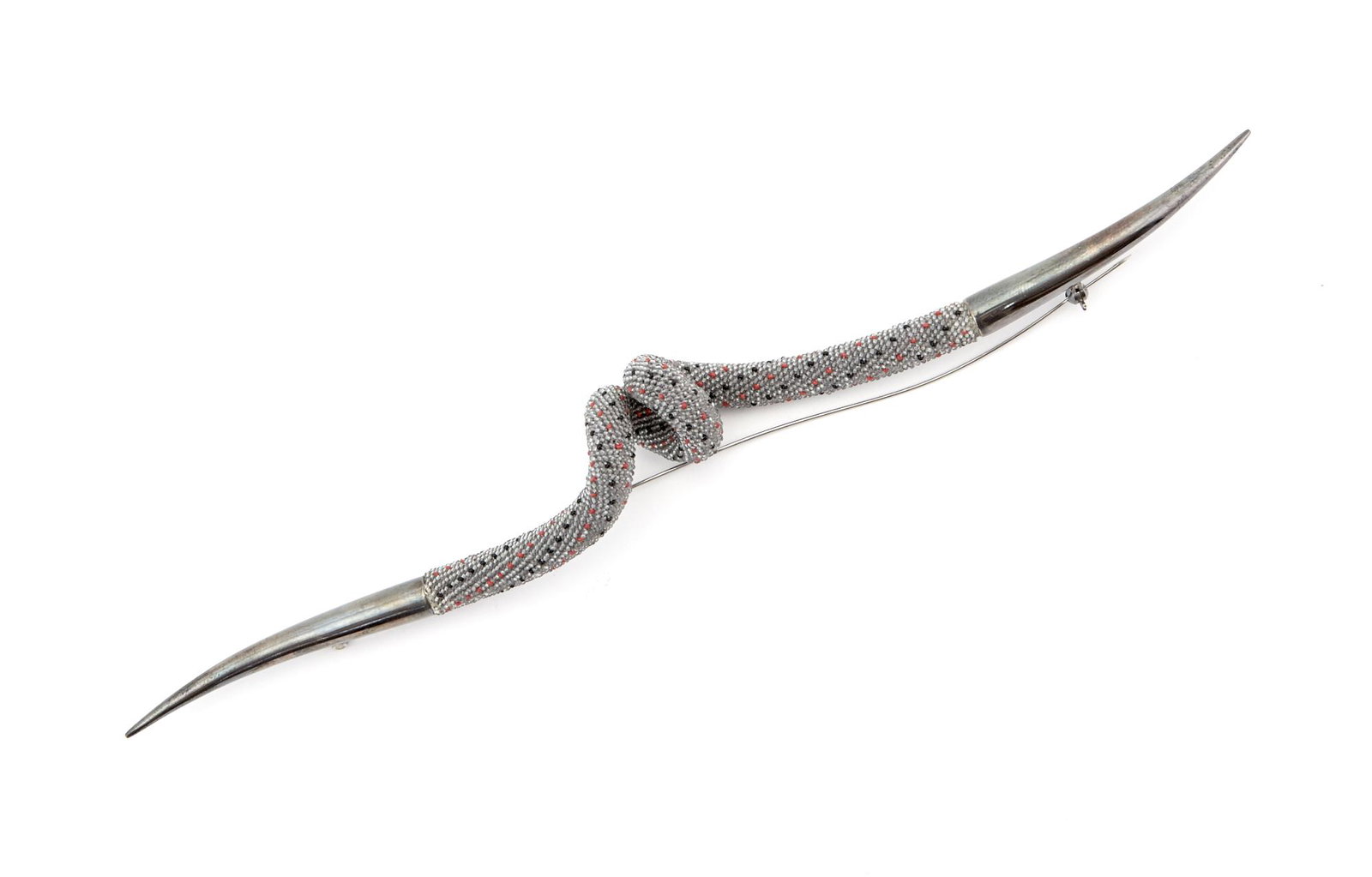 Jacqueline I. Lillie [BROOCH] Glass beads and steel brooch, in the original black box; t/w a (1 of 3)