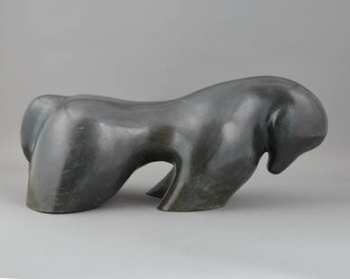 Carol Miller American, b. 1933 Mare, 1972: Carol Miller American, b. 1933 Mare, 1972 Signed Carol. Z. 72 on the leg Bronze with greenish brown patina Height 10 3/4 inches (27.3 cm); length 24 1/2 inches (62.2 cm) C