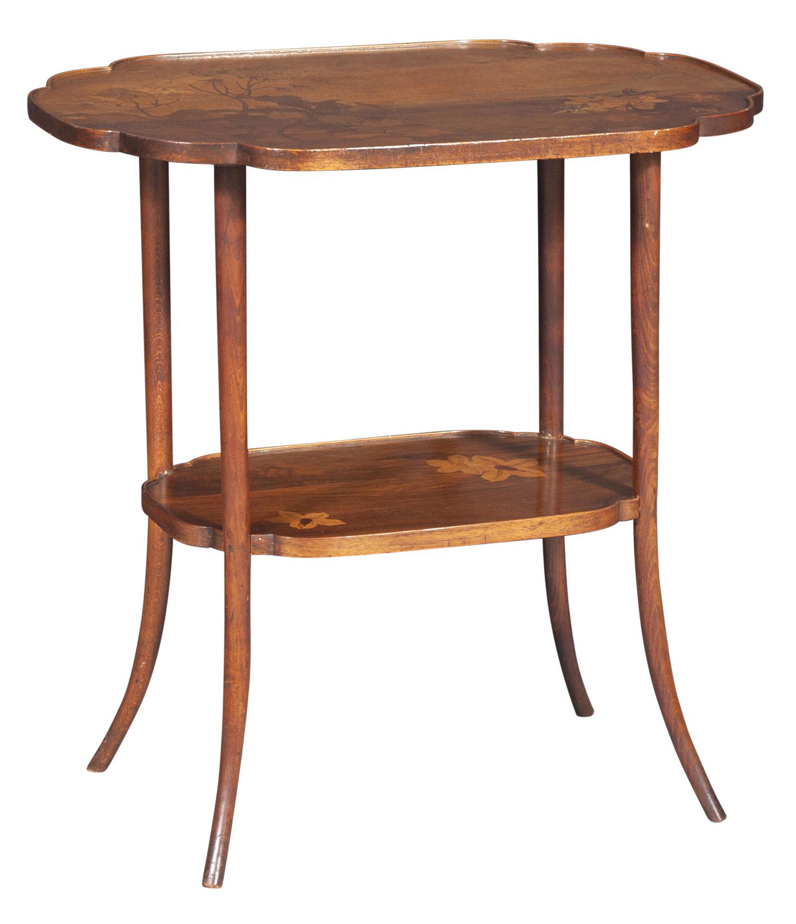 Gallé Art Nouveau Floral Marquetry Inlaid Fruitwood Occasional Table (1 of 4)