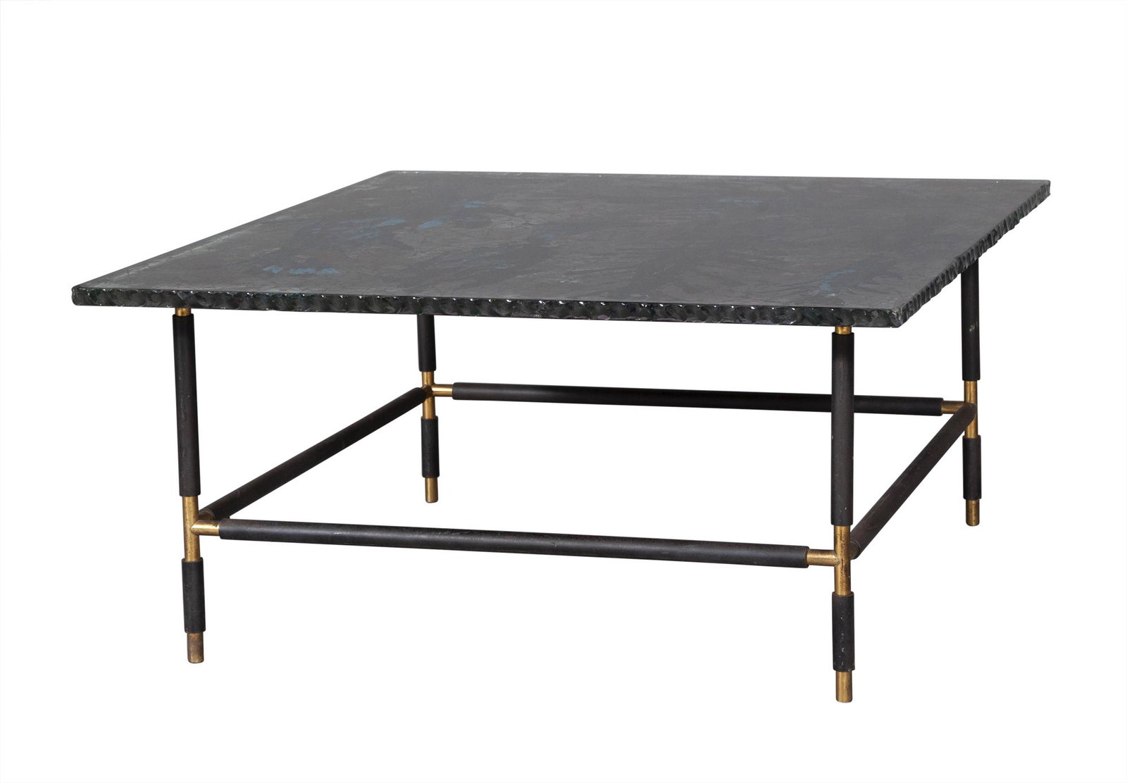 Duilio Bernabe for Fontana Arte Reverse Painted Glass, Brass and Painted Metal Coffee Table (1 of 4)