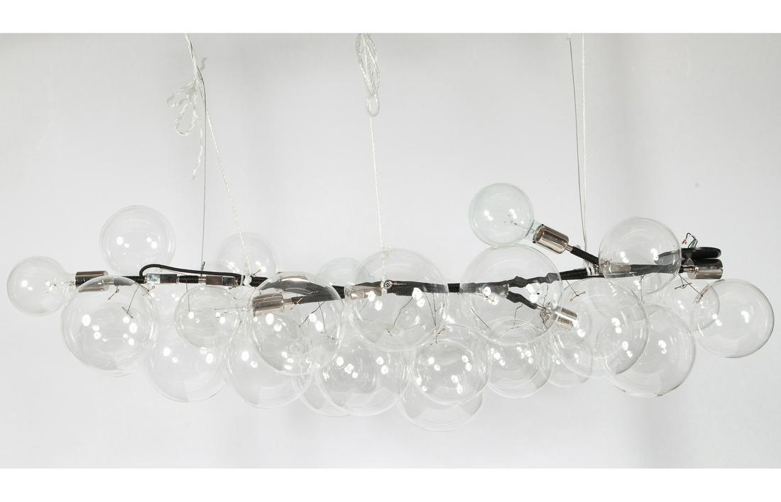 Pelle Polished Nickel Finish Machined Brass, Aluminum and Hand Blown Glass Six-Light Long Bubble (1 of 7)