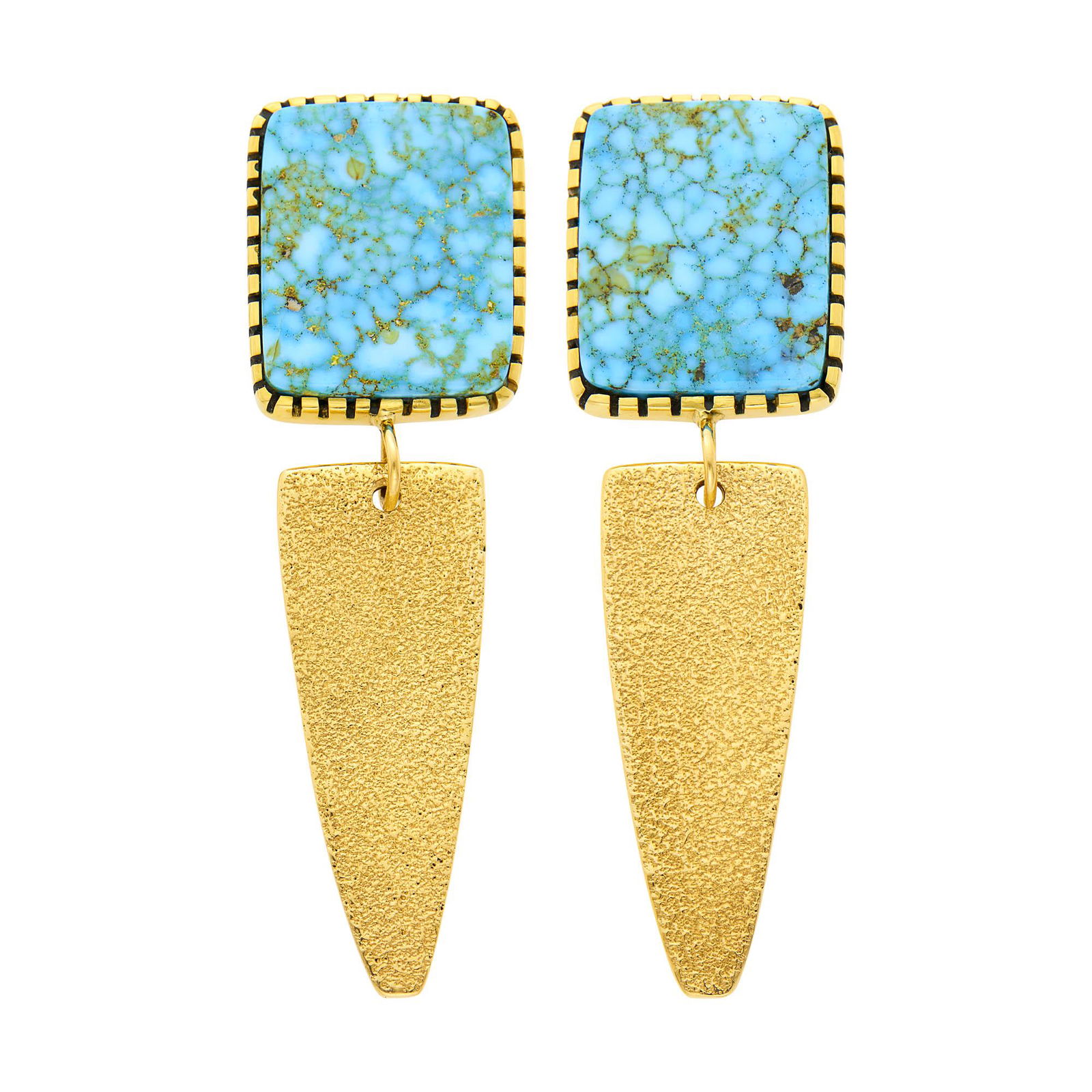 Sonwai Pair of Gold and Turquoise Pendant-Earrings (1 of 3)