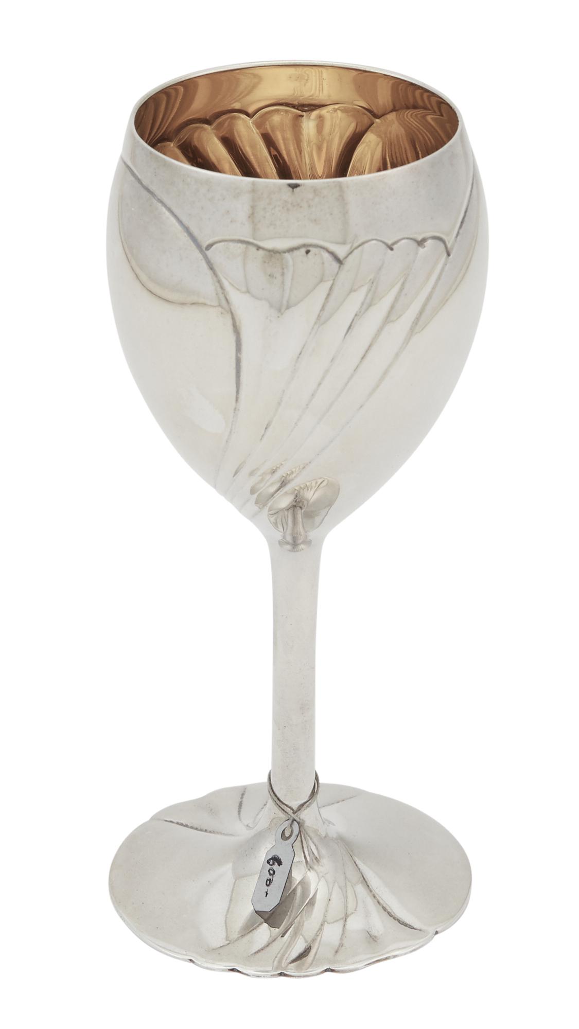 Italian Sterling Silver and Parcel-Gilt Goblet: Italian Sterling Silver and Parcel-Gilt Goblet 20th Century With part fluted bowl on a pedestal stem. Height 6 1/4 inches, approximately 6 ounces. C The Alice Kwartler Collection