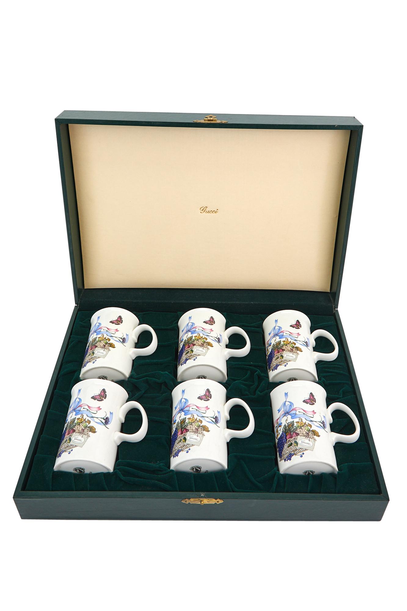 Cased Set of Six Gucci Porcelain Coffee Mugs (1 of 5)