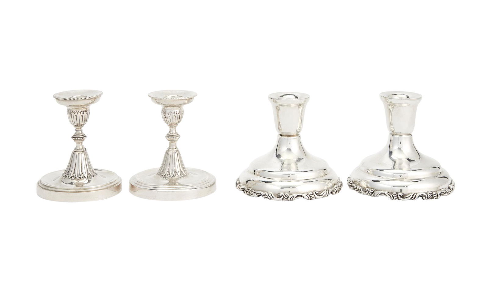 Two Pairs of Silver Low Candlesticks (1 of 4)