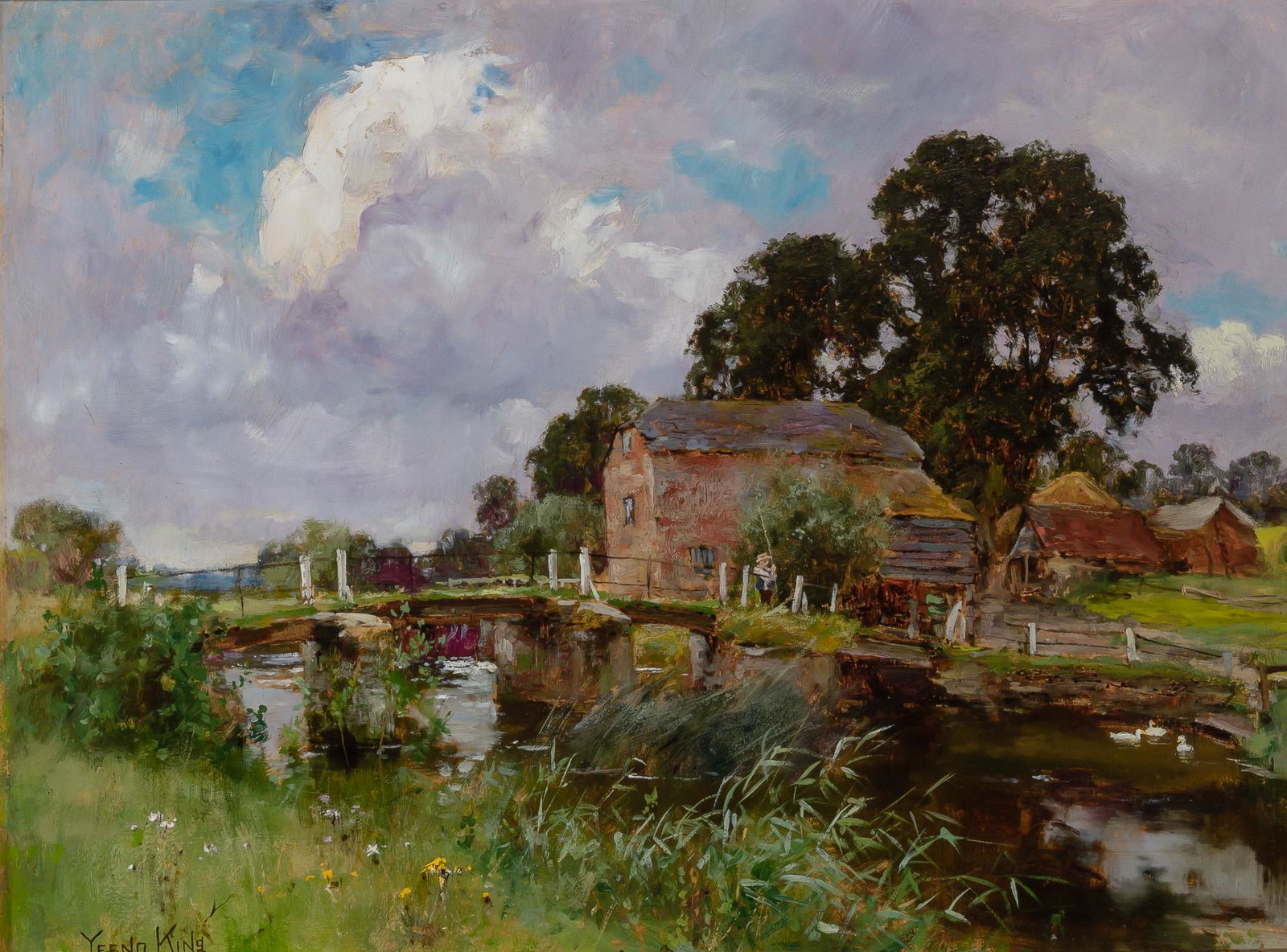 Henry John Yeend King British, 1855-1924 Boy Fishing near a Cottage (1 of 4)